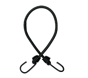 5/16 Black Fibertex / Polypro Bungee Cord Assembly with PVC Coated Hooks